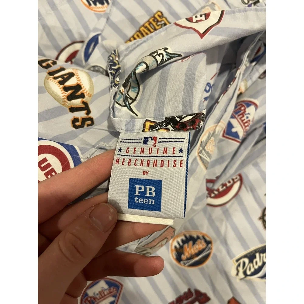 Pottery Barn Teen FULL Flat Sheet National MLB League Baseball Sports